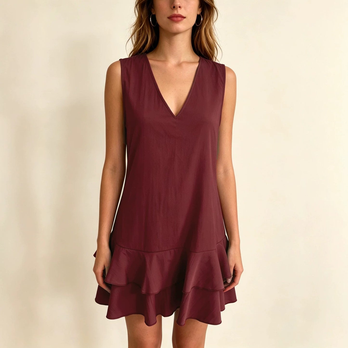 Women's Summer Comfort Casual Sleeveless Ruffled Dress