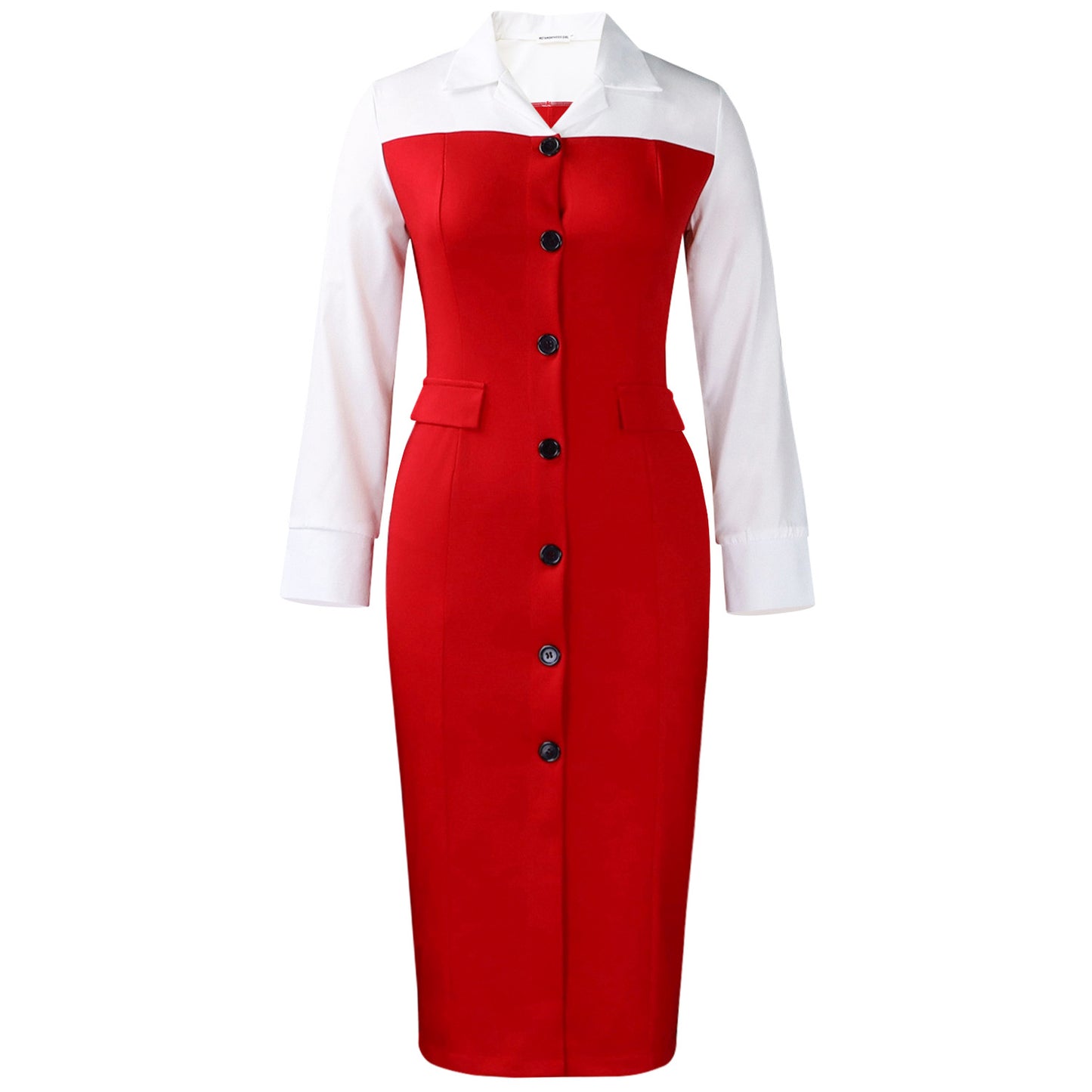 Women's Fashion Business Long Sleeve Collar Stitching Hip Suits