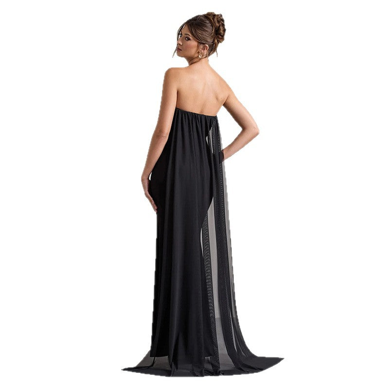 Women's Temperament Pure Color Sexy Bandeau Sheath Dress