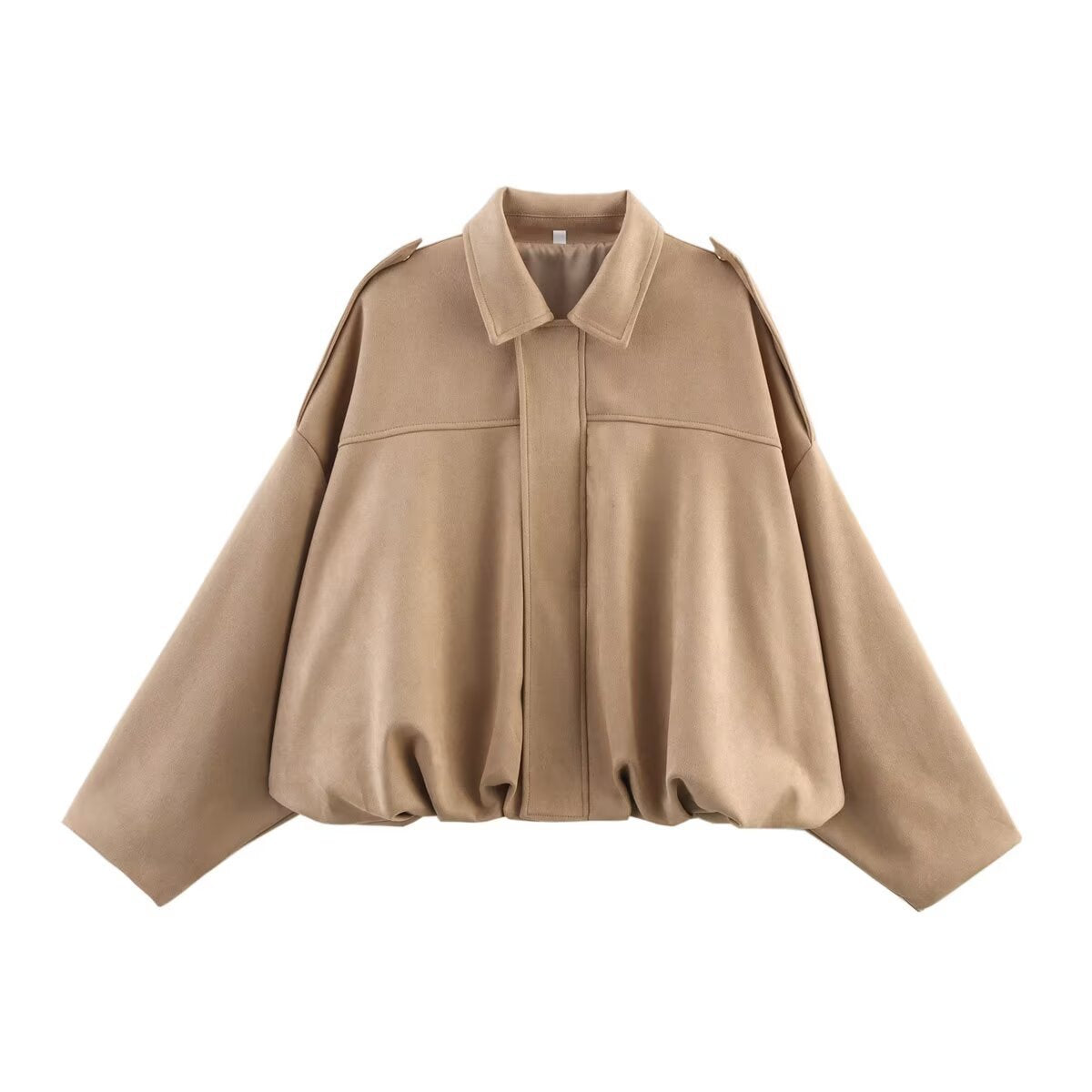 Women's Suede Texture Lapel Loose Bomber Jackets