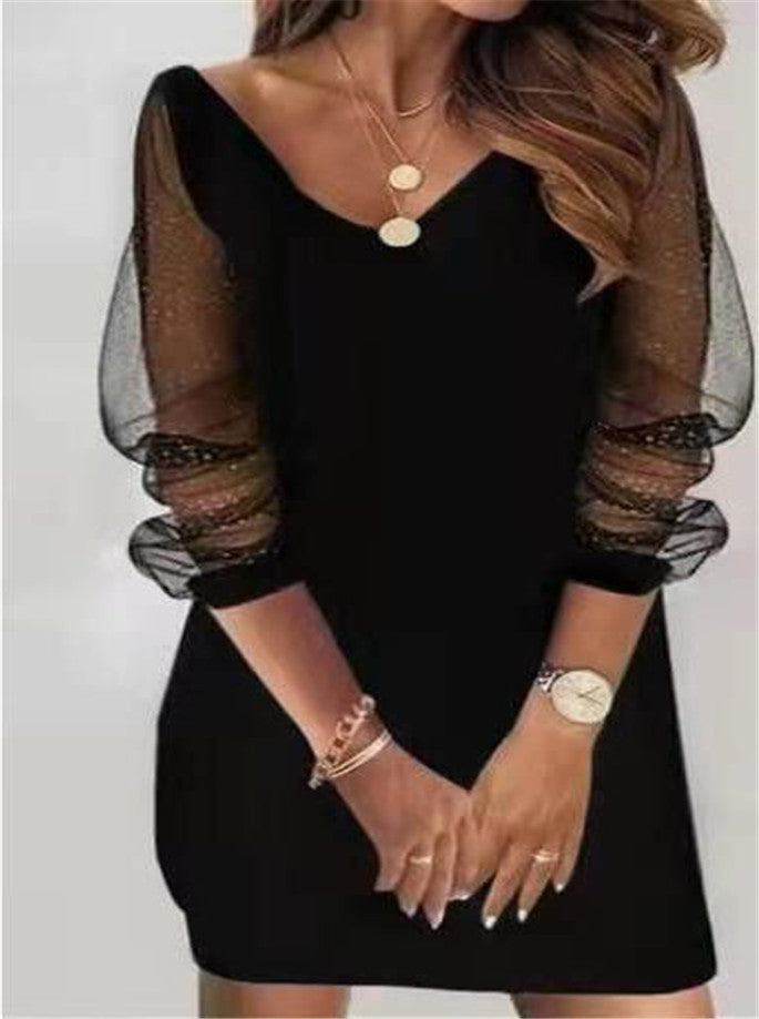 Women's Stylish Spring Sequin Gauze Dress Dresses