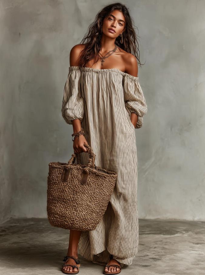 Classic Women's Summer Striped Elegant Casual Dress