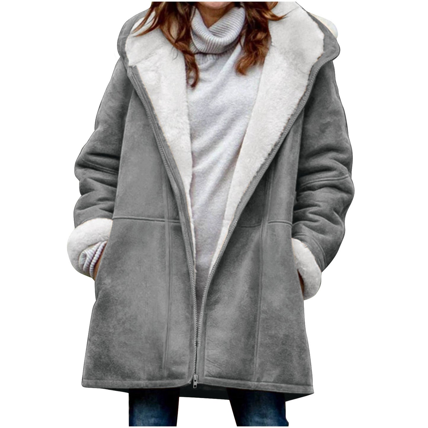 Women's Casual Loose Veet Thickened Solid Color Coats