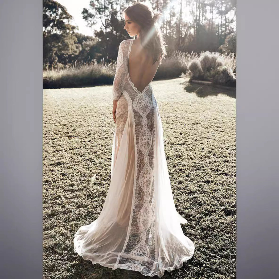 Women's Dress Round Neck Long Sleeve Hollow Dresses