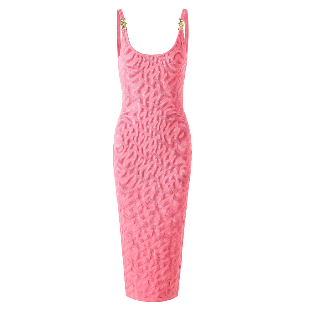 Suspender Dress Metal Buckle Knitted Waist Dresses