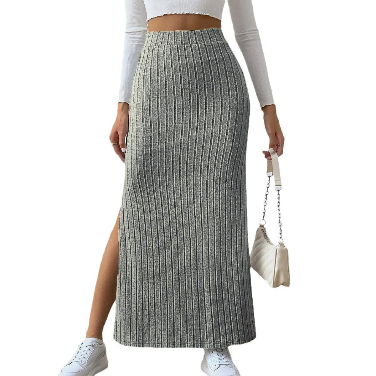 Women's Fashion High Waist Side Slit Slim Skirts