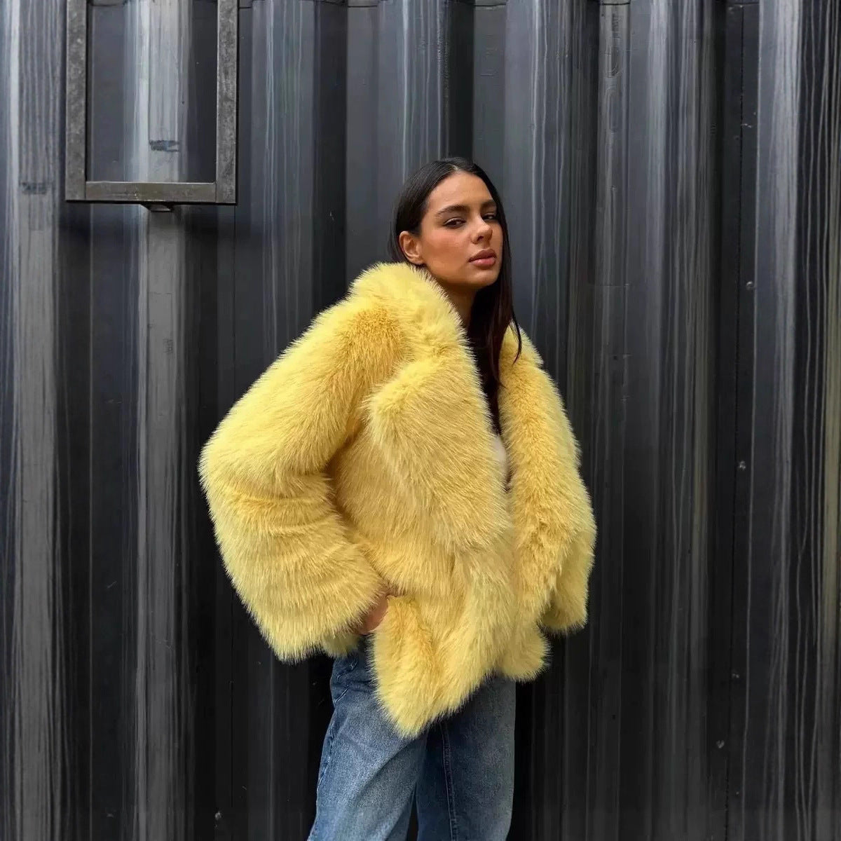 Women's Winter Faux Fur Loose Mixed Color Coats