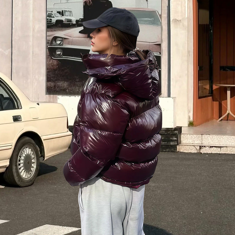 With Solid Color Hat Zipper Casual Coats