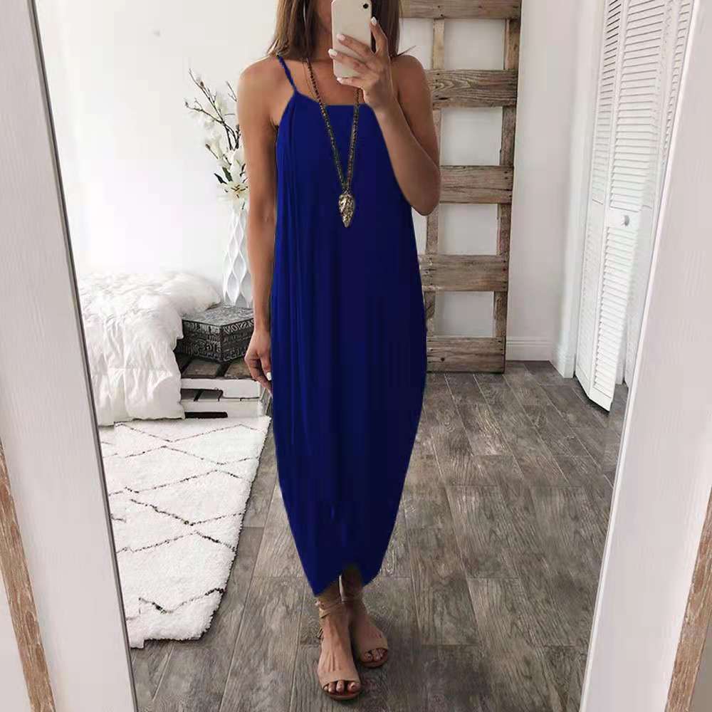 Knitted Sling Loose Irregular Dress Solid Dresses