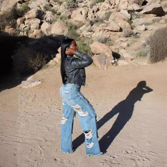 Pretty Elegant Sexy Fashion Burnt Ripped Pants