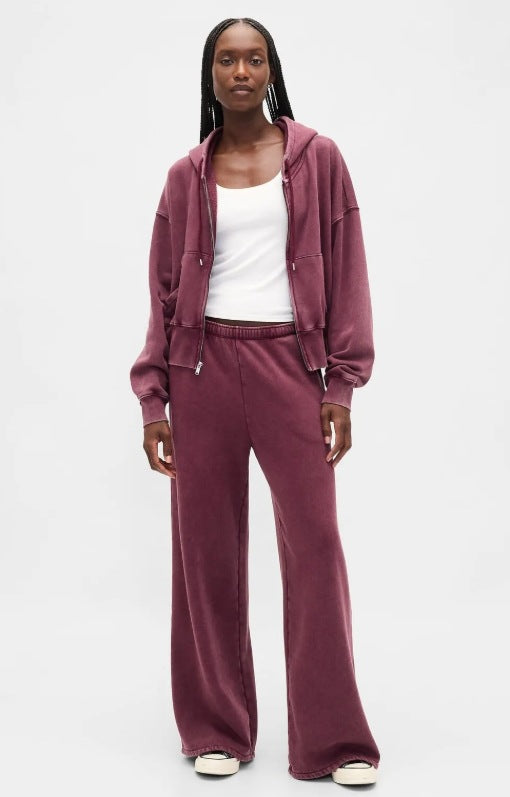 Women's Autumn Fashion Retro Solid Color Hooded Suits