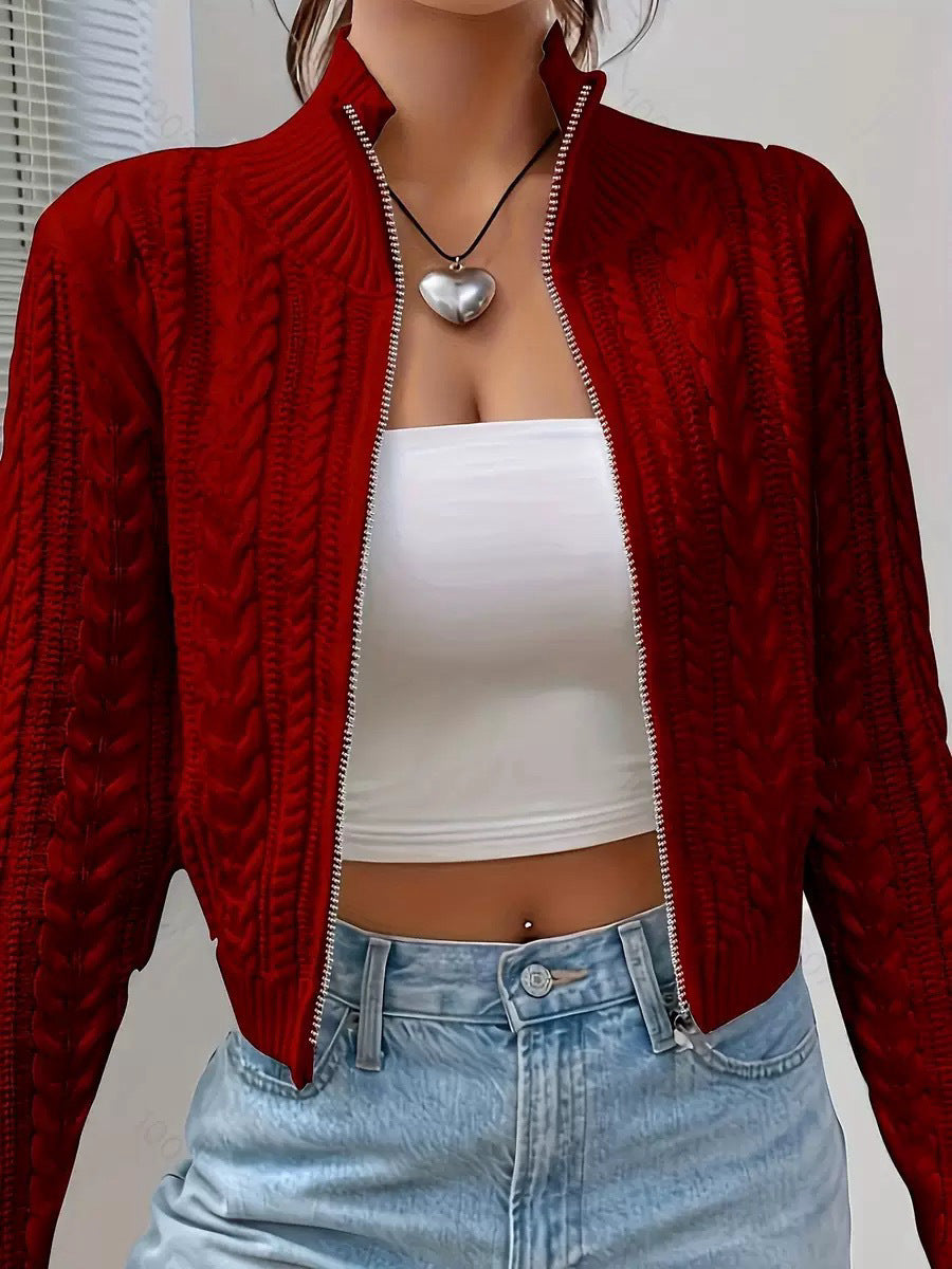 Innovative Women's Zipper Knitted Female Twist Women's Sweater