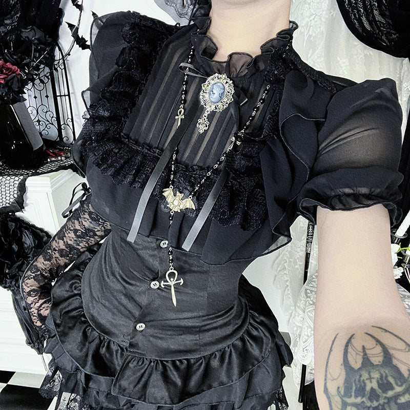 Autumn Gorgeous Gothic Shirt Versatile Dark Style Pure Blouses