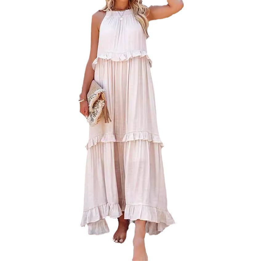 Women's Vacation Style Ruffled Long Dress Wide Dresses