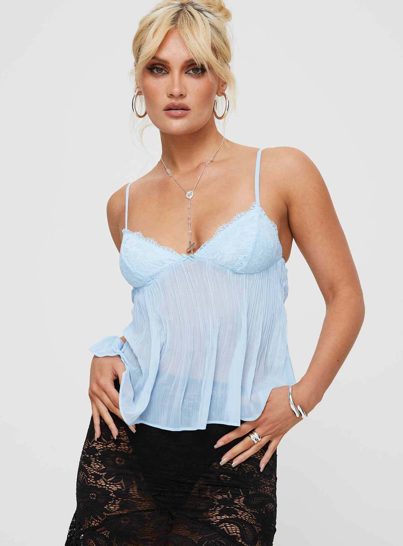 Women's Pleated Summer Thin Sweet Sexy Lace Tops