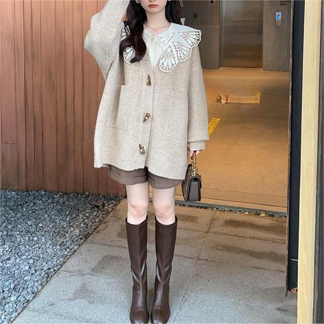 Women's Button Knitted For Idle Style Loose Casual Fashion Korean Women's Sweater