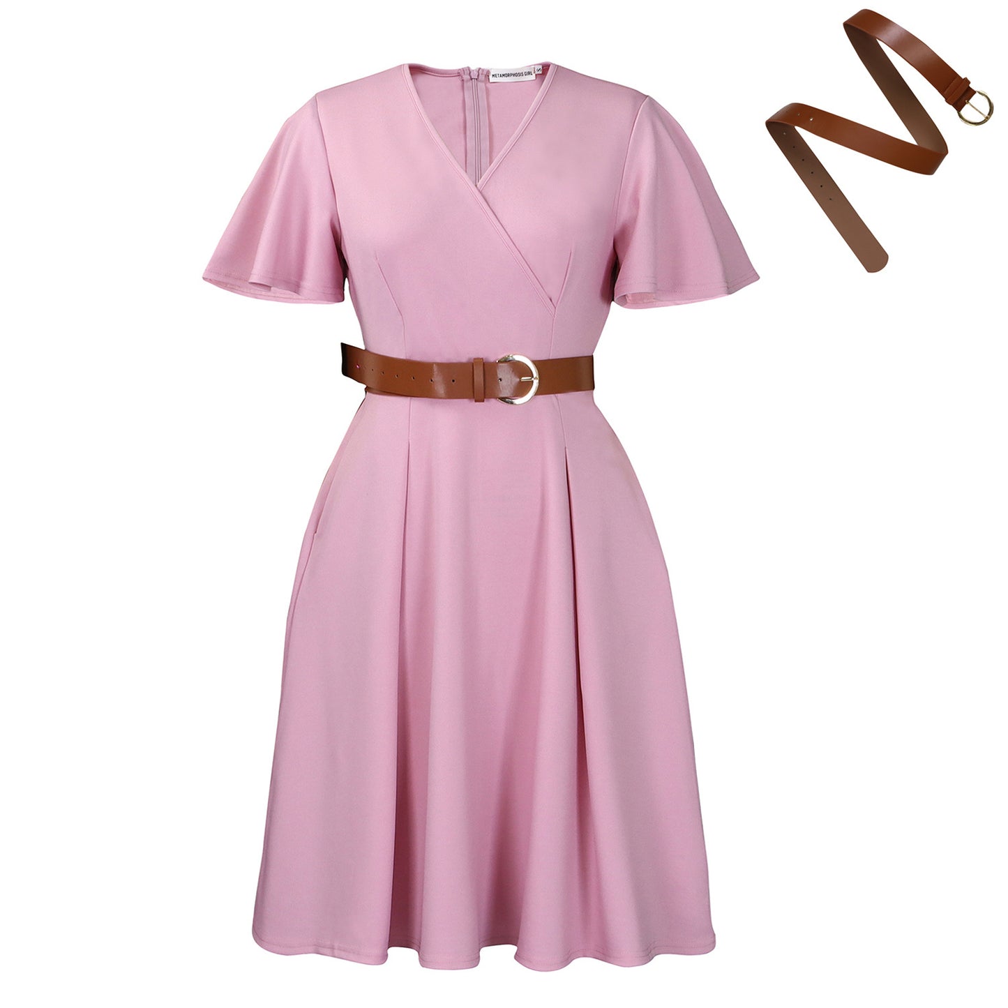 Women's Fashion Elegant Solid Color Flared Sleeves Dress
