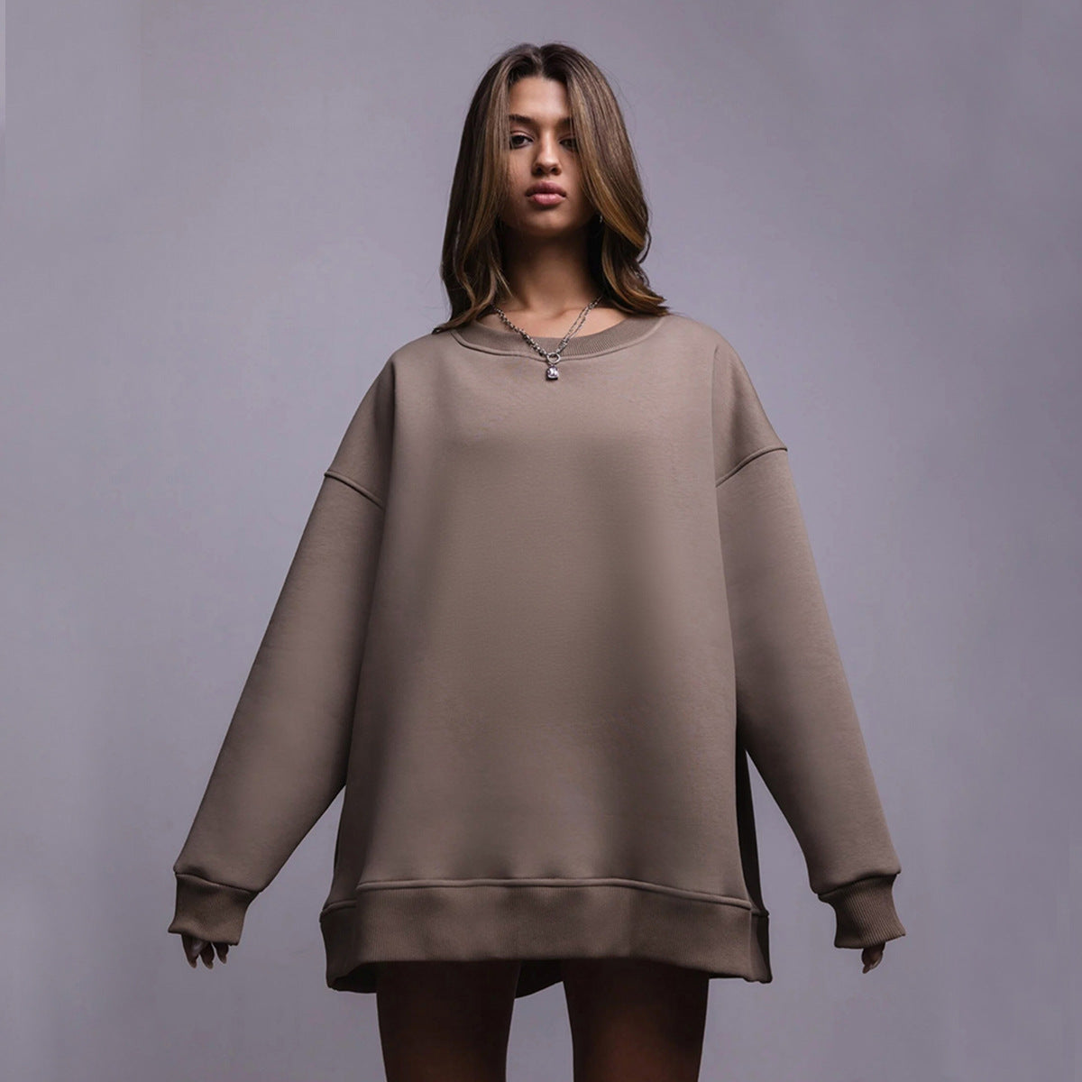 Women's Solid Color Round Neck Winter Polar Sweaters