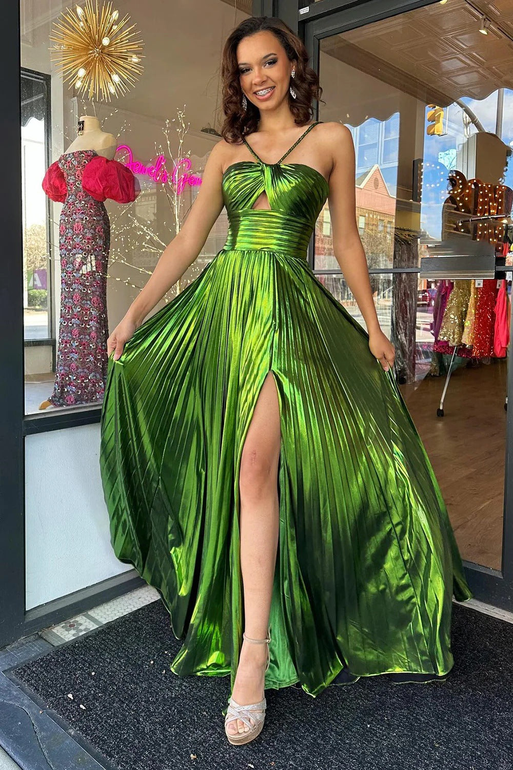 Women's Dress Sexy Split Sleeveless Bronzing Backless Dresses