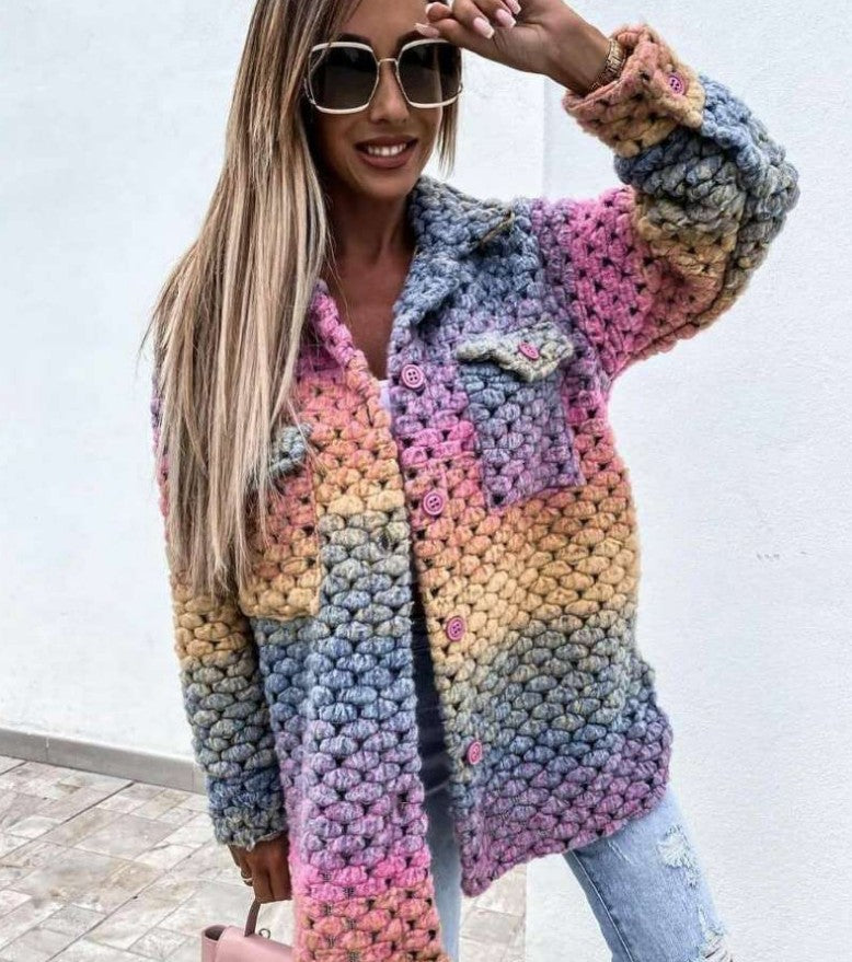 Women's Elegant Fashion Printing Woolen Cloth Jackets