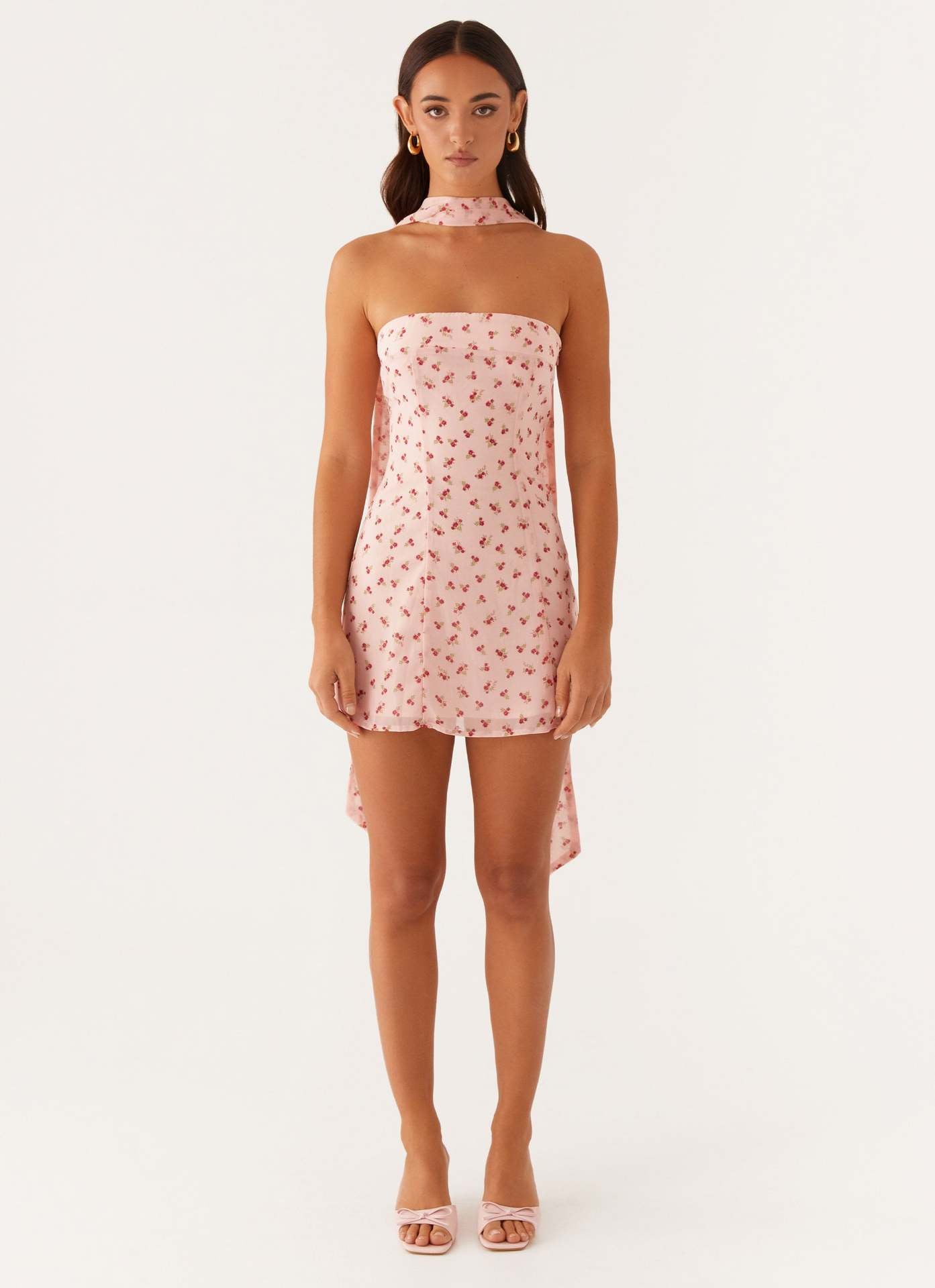 Women's Summer Halter Ribbon Printed Tube High Dress