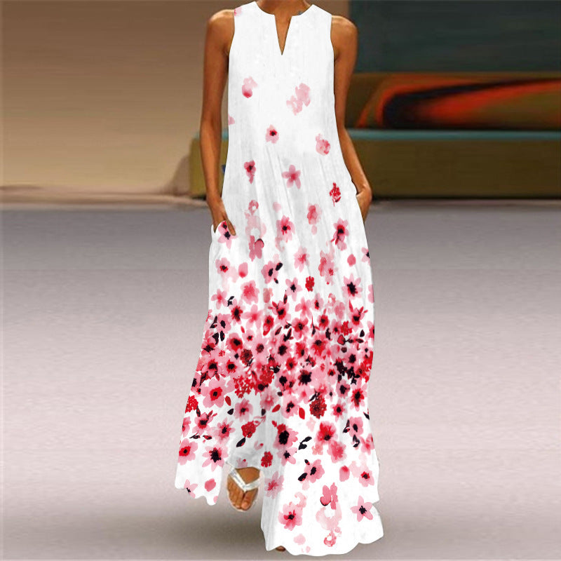 Women's Summer Sleeveless Dress Printed Emerald Dresses