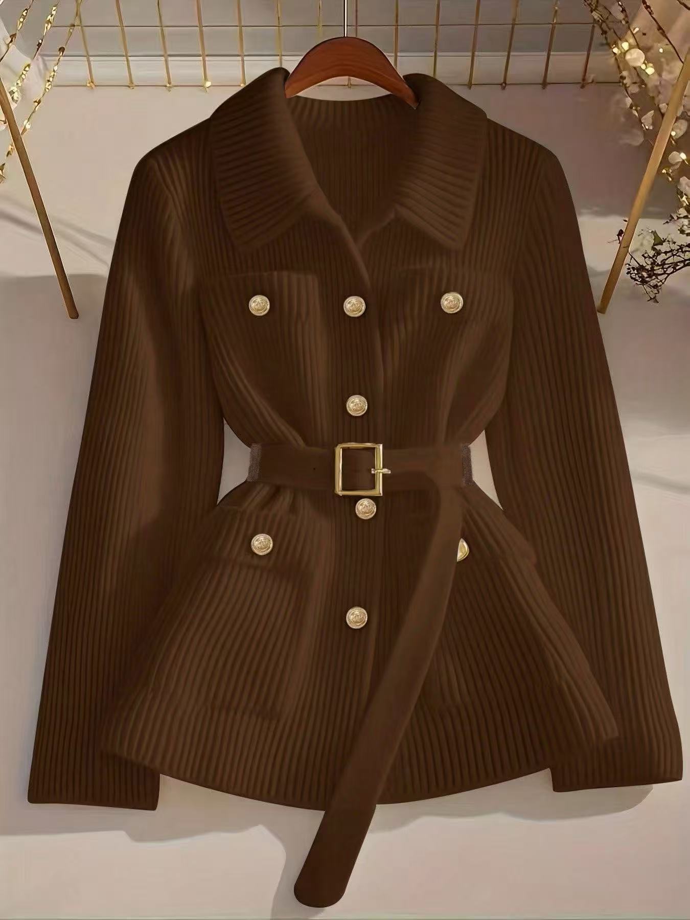 Women's Elegant Casual Solid Color With Belt Thickened Women's Sweater