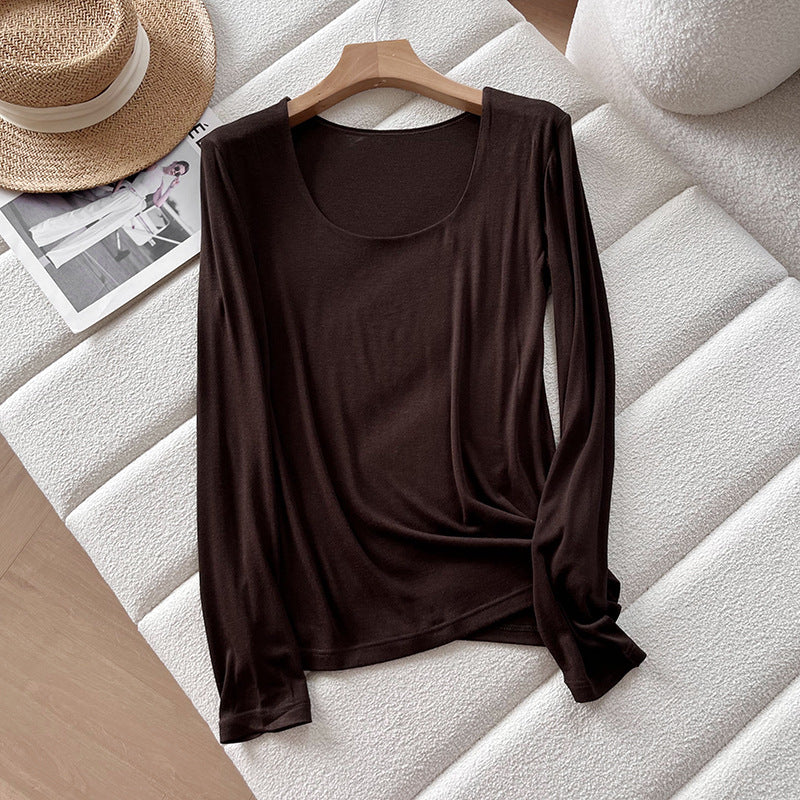 Soft Glutinous Slim Fit Base Long Blouses