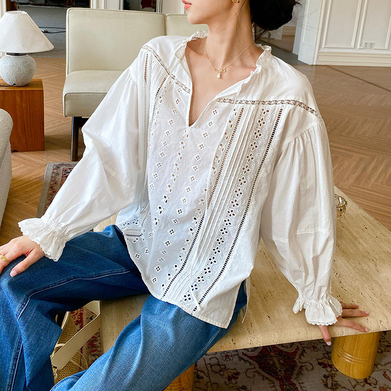 Women's Style White Shirt Long Sleeve Stylish Blouses