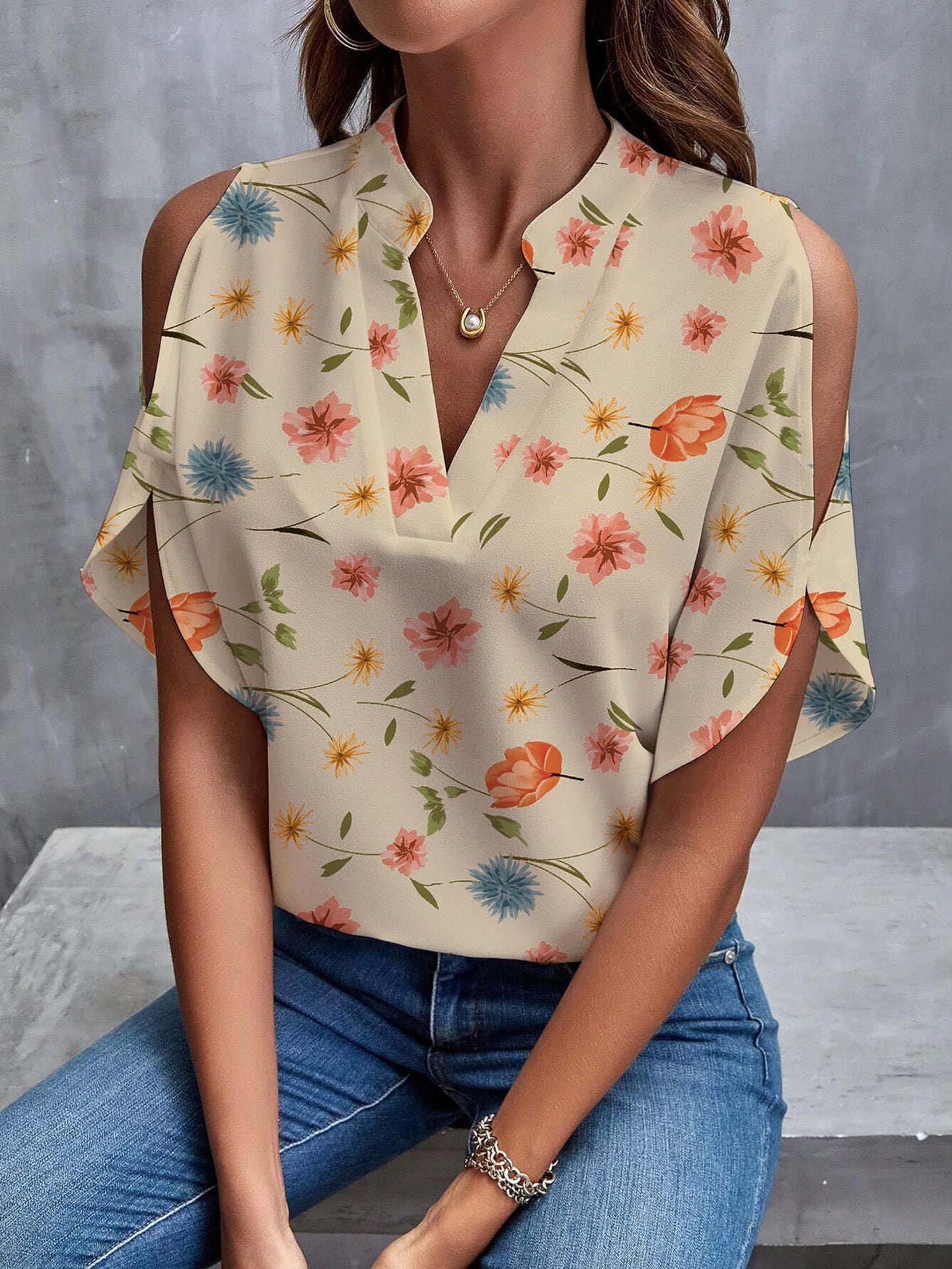 Women's Summer Solid Color Graceful Fashionable Sleeves Tops