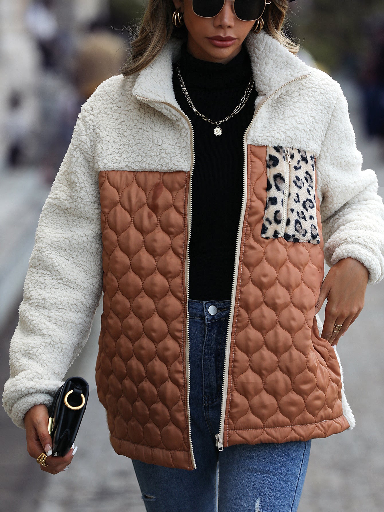 Women's Plush Long Sleeve Loose Round Neck Coats