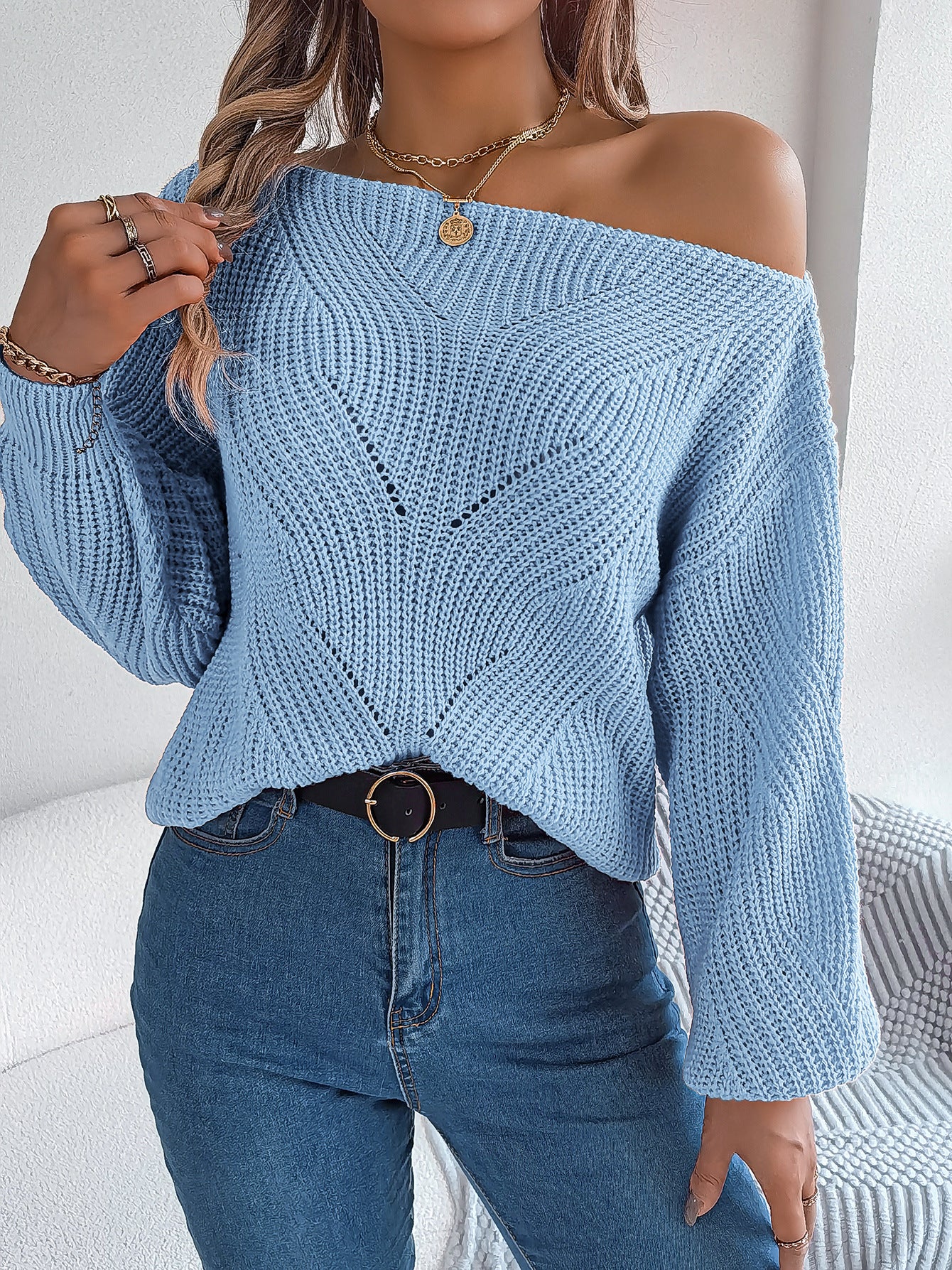 Attractive Glamorous Women's Casual Lantern Sleeve Sweater