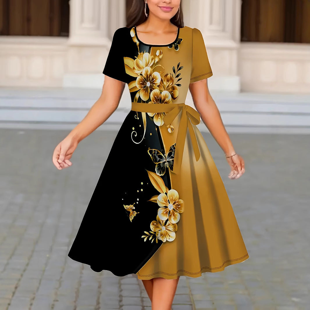 Women's Fashion Temperament Commute Floral Print Dress