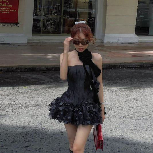 Women's Solid Color High Waist Fashion Tube Dresses