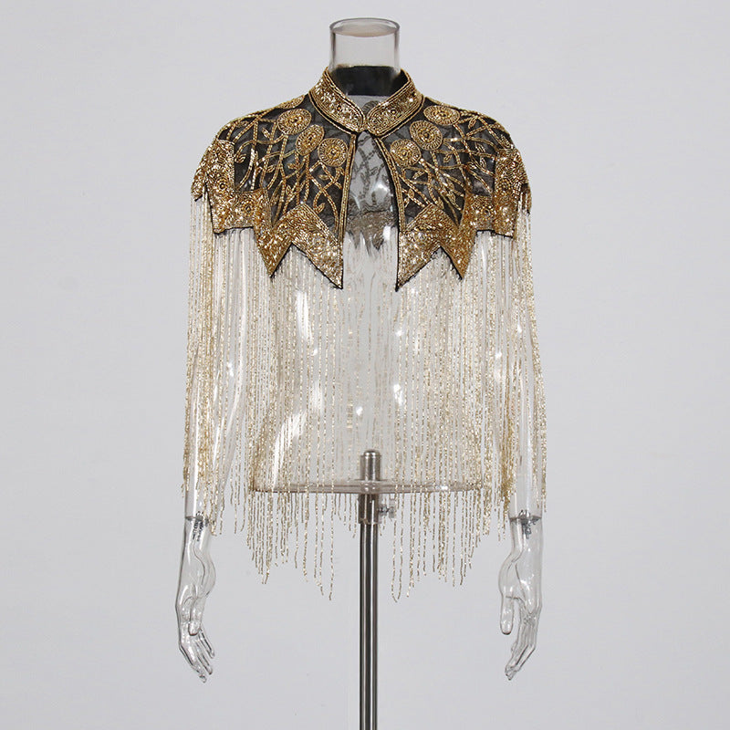 Women's Style High-grade Waistcoat Niche Beaded Tassel Coats