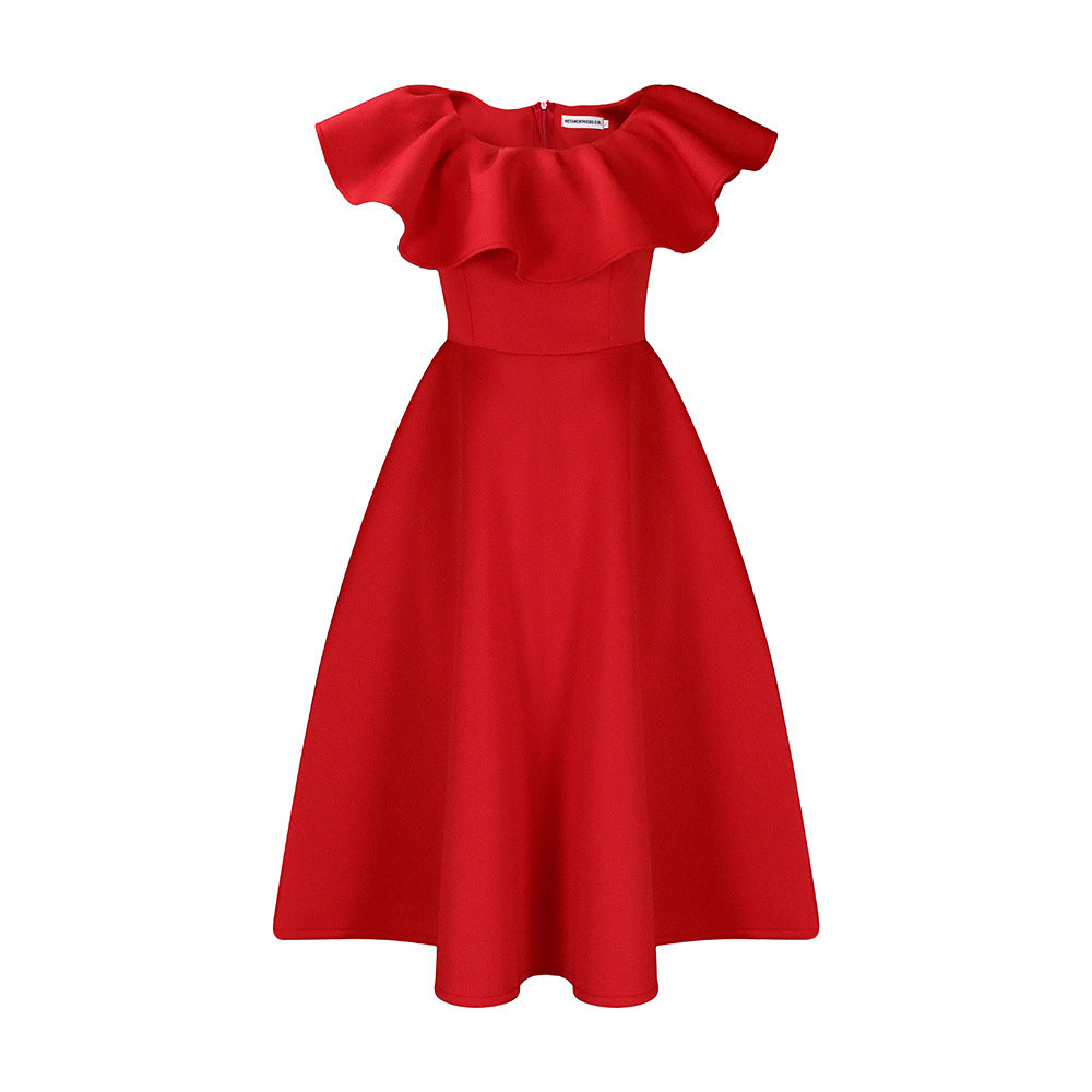 Fashionable Elegant Ruffled Banquet Party Formal Dress