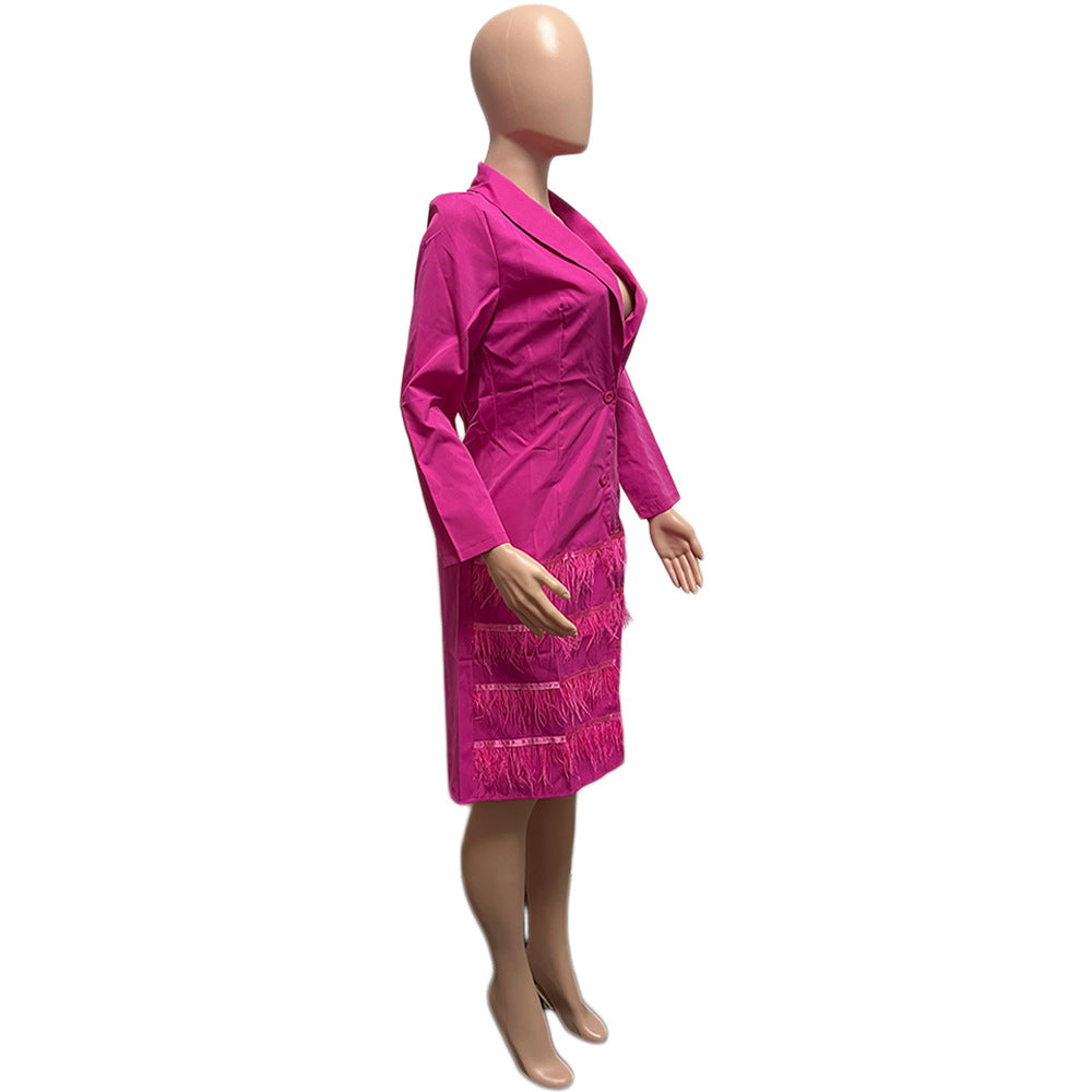 Women's Pretty Fashion Ostrich Hair Windbreaker Coats