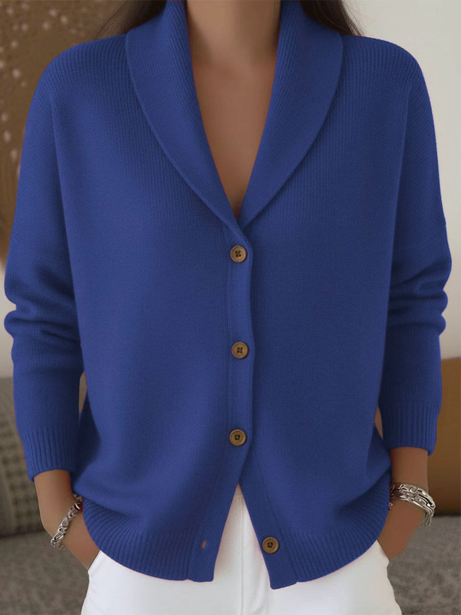 Women's Lazy Style Lapel Button Solid Color Long Cardigans