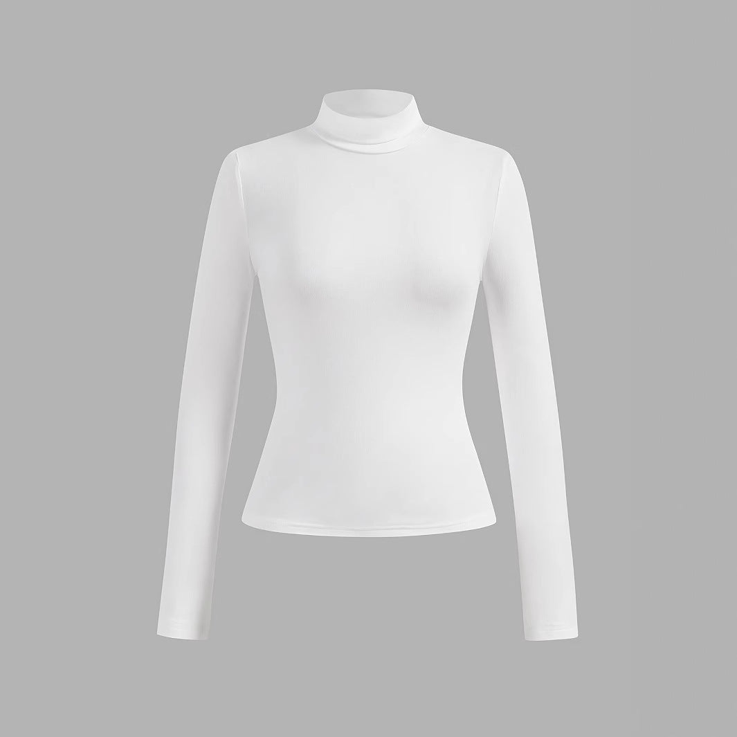 Women's Solid Color Casual Set Turtleneck Long Blouses