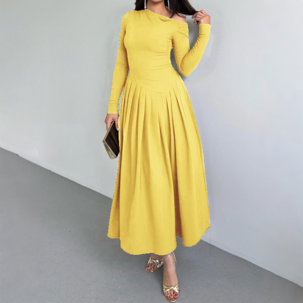 Women's Elegant High Waist Long Sleeves Dress Dresses