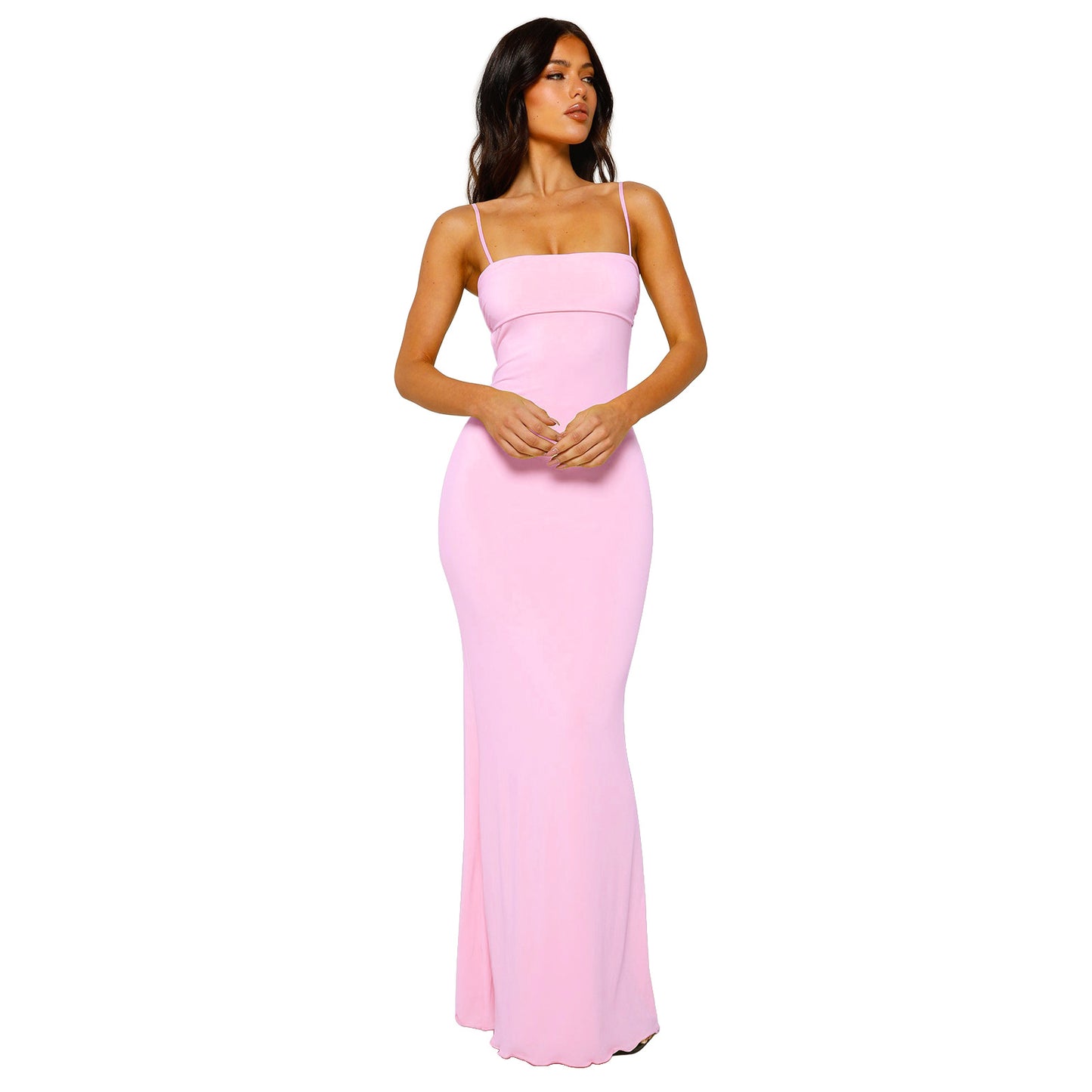 Women's Sexy Slim Fit Backless Strap Solid Color Dress