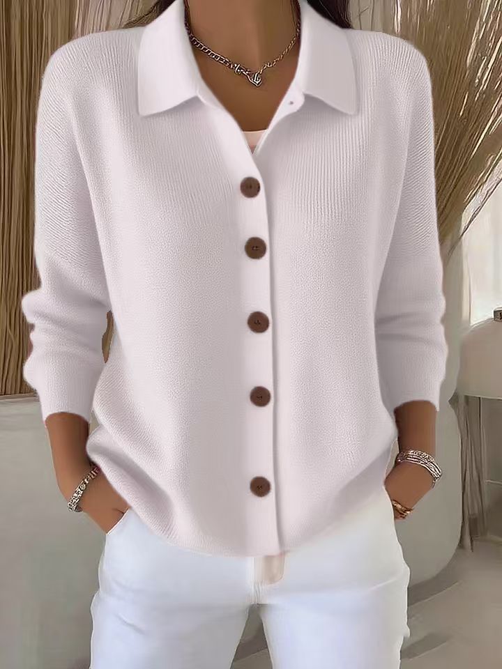 Women's Knitted Button Solid Color Casual Fashion Sweater