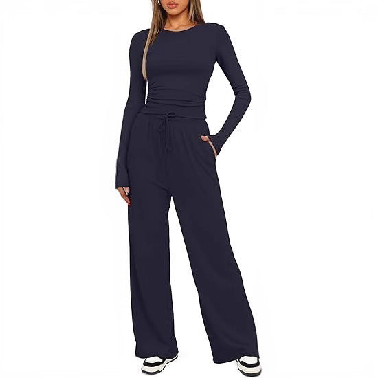 Versatile Women's Long Sleeve Solid Color Fashion Casual Suit