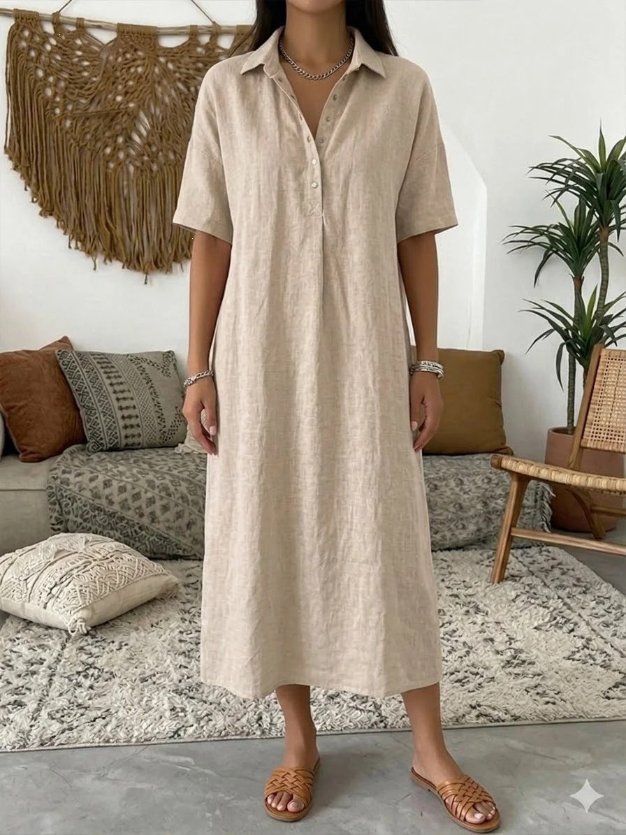 Women's Casual Comfortable Collar Linen Sleeve Shorts
