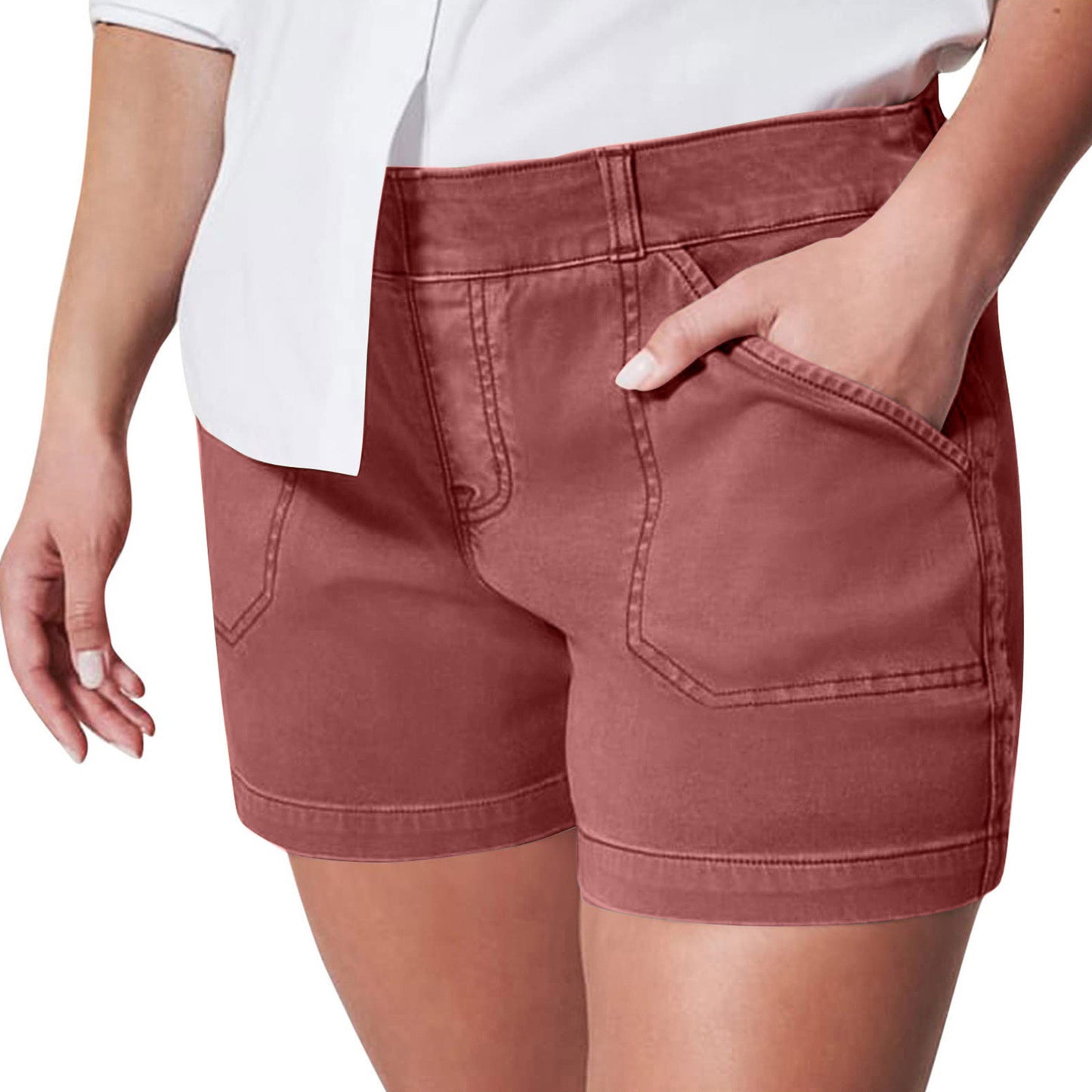 Fashion Simple Pocket Hip Lifting High Elastic Shorts
