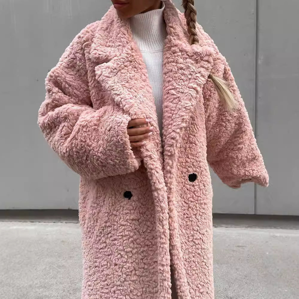 Women's Temperament Commute Long Sleeve Lapel Plush Coats