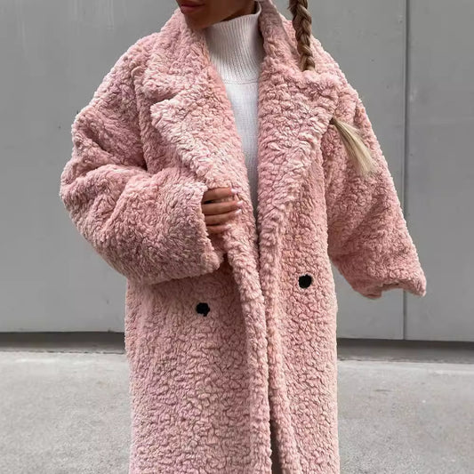 Women's Temperament Commute Long Sleeve Lapel Plush Coats