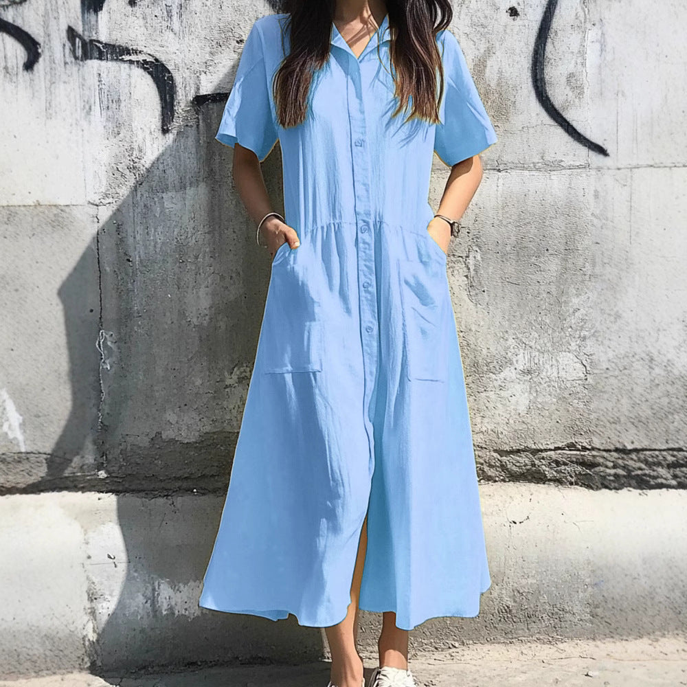 Beautiful Women's Button Casual Pocket Sleeve Shorts