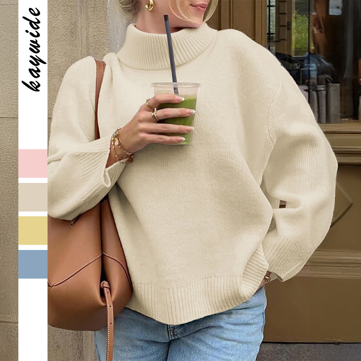 Women's Casual Woolen Solid Color Long Sleeve Sweaters