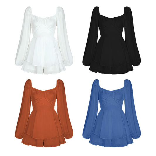 Women's Ruffles Summer Lantern Long Sleeve Cinched Temperament Pants